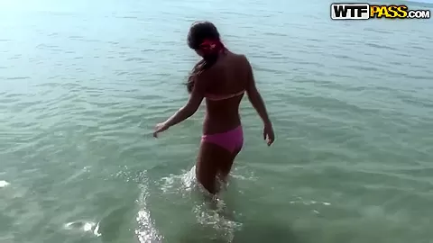 Cute Abbey poses on her holidays and shows cool forms