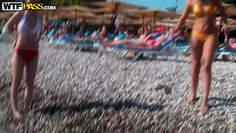Cuddly chicks relaxing and fucking on a wild vacation