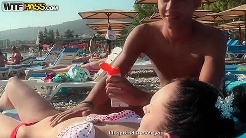 Cuddly chicks relaxing and fucking on a wild vacation