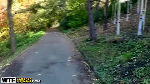 Blonde milf Claudia gets naughty in the woods