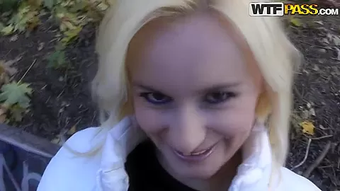 Blonde milf Claudia gets naughty in the woods