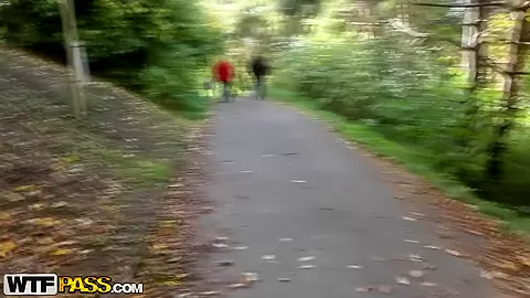 Blonde milf Claudia gets naughty in the woods