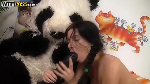 Olga wants to play with her toy panda and get assfucked