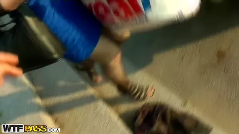 Slutty blonde having a dirty talk in the street