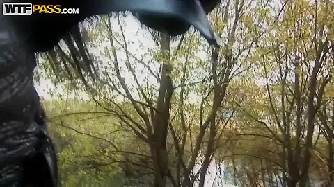 Blowjob right in the forest from our amazingly cute brunette