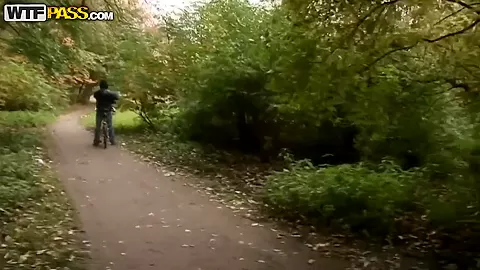 Blowjob right in the forest from our amazingly cute brunette