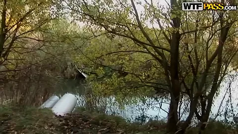 Blowjob right in the forest from our amazingly cute brunette