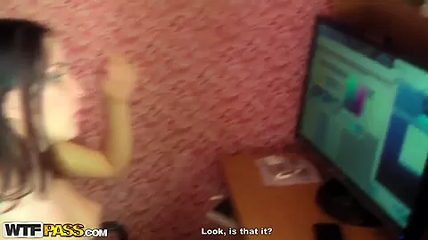 Amateur brunette gagging on a long white pecker