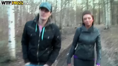 Busty girl with nice body gives a public blowjob