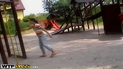 Hot victoria gets all happy horny at a playground