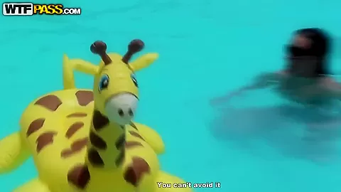 Bunch of chubby female asses swim in the pool