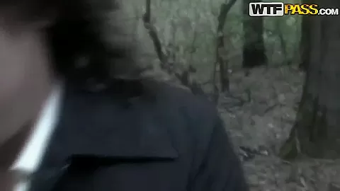 Skinny chick Angelina got used to getting orgasm in the doggy style in the park