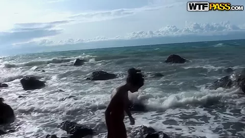 Sexy Russian teen 18+ Bella adores posing on the beach!