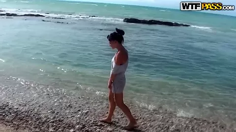 Sexy Russian teen 18+ Bella adores posing on the beach!