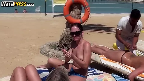 Sex adventres of horny teen 18+ lesbian bitches in the sea!
