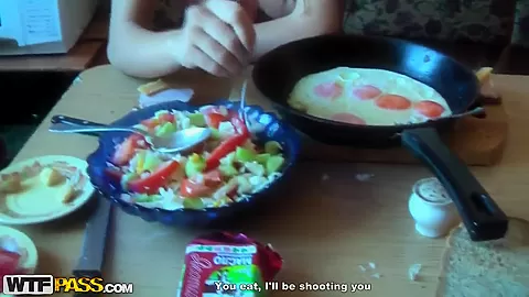 Sexy Aurita enjoys nude cooking and cock sucking!