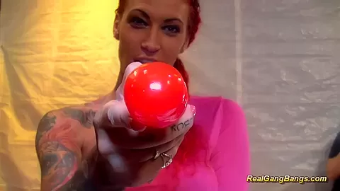 busty tattooed german in wild gangbang orgy