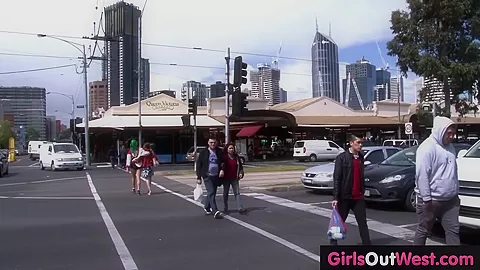 Hairy and shaved lesbian girls misbehave in public