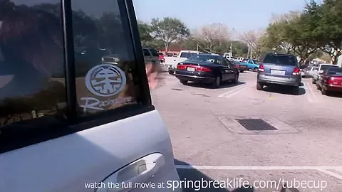 SpringBreakLife Video: Cute Brunette Flashing
