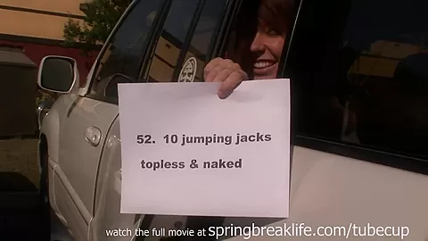 SpringBreakLife Video: Cute Brunette Flashing