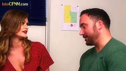 CFNM femdom British MILFS give group BJ in waiting room