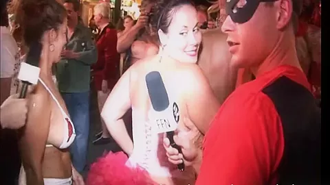 goofy guys interviewing naked girls on the streets