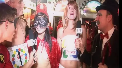 goofy guys interviewing naked girls on the streets