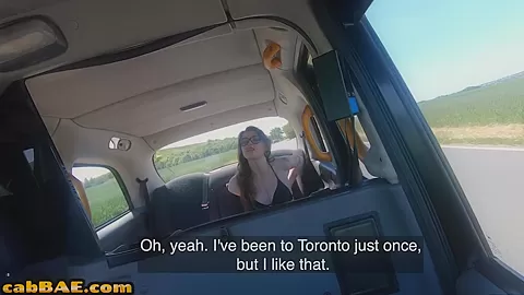 Amateur lusty cab babe with tattoos fucked outdoor by driver