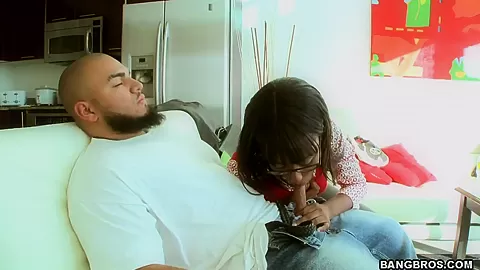 Sexual black chick fucks with her white boyfriend