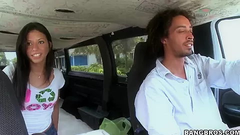 Petite amateur Bianca Jacobs gets in to bang bus