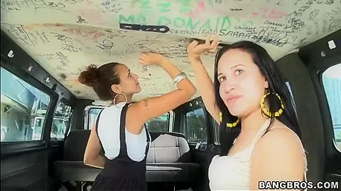 Slutty latina Emily and her girl get in to bang bus