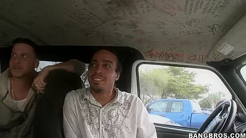Cuban guys are looking for adventures on bang bus
