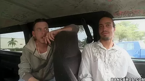 Cuban guys are looking for adventures on bang bus