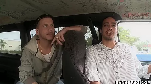 Cuban guys are looking for adventures on bang bus