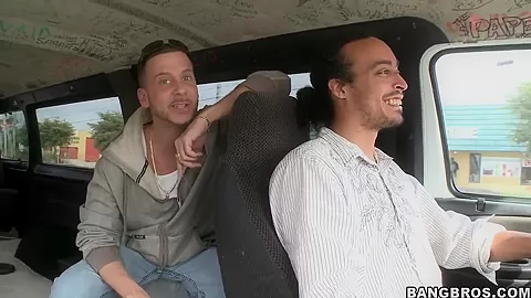 Cuban guys are looking for adventures on bang bus