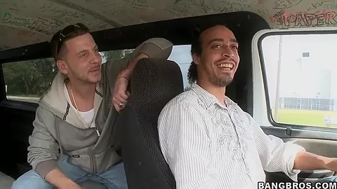 Cuban guys are looking for adventures on bang bus