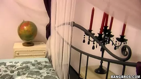 Busty blonde Steliana masturbates sucks stiff cock
