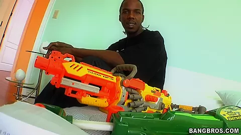 Playing with his gun is a seduction