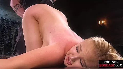 Trapped BDSM bootylicious slut whipped hard by fetish BF