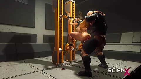 Cyber hunter fucks hard a sexy brunette in the sci-fi prison
