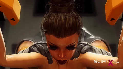 Cyber hunter fucks hard a sexy brunette in the sci-fi prison