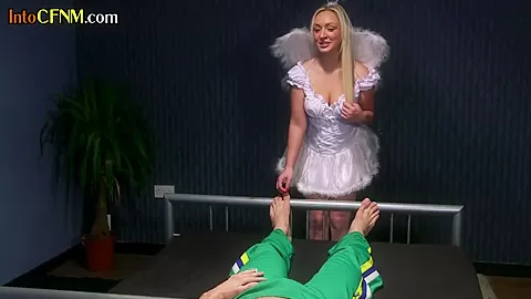 CFNM cosplay teens 18+ jerk and suck lucky cock in group