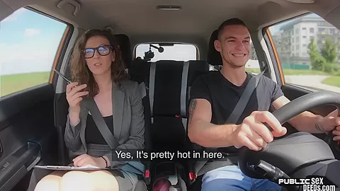 Driving tutor babe outdoor fucked by student 18+ driver