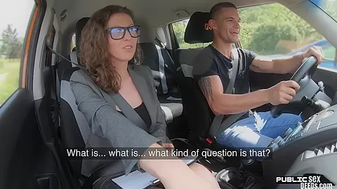 Driving tutor babe outdoor fucked by student 18+ driver