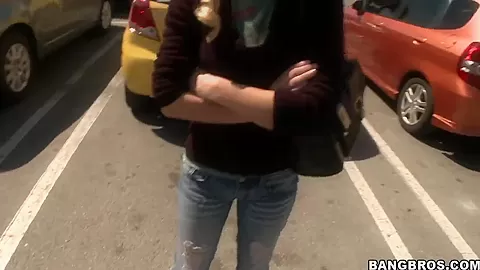 Beautiful blonde Julie J gets in bang bus for ride