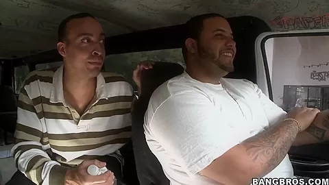 Katie Collins demonstrates her beauty in a Bang Bus