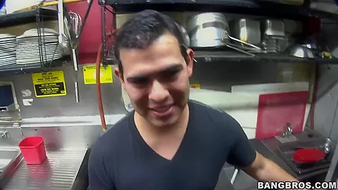 Let's hide in the kitchen for a sweet blowjob by naughty babe