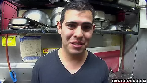 Let's hide in the kitchen for a sweet blowjob by naughty babe