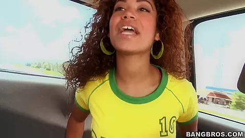 Dazzling Mercedes Cash is showing off her tits and butt in the car