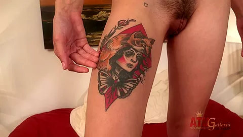 Sweet teen strips off and rubs her cunt